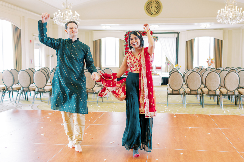 Indian Wedding Sangeet dancing Bride and Groom