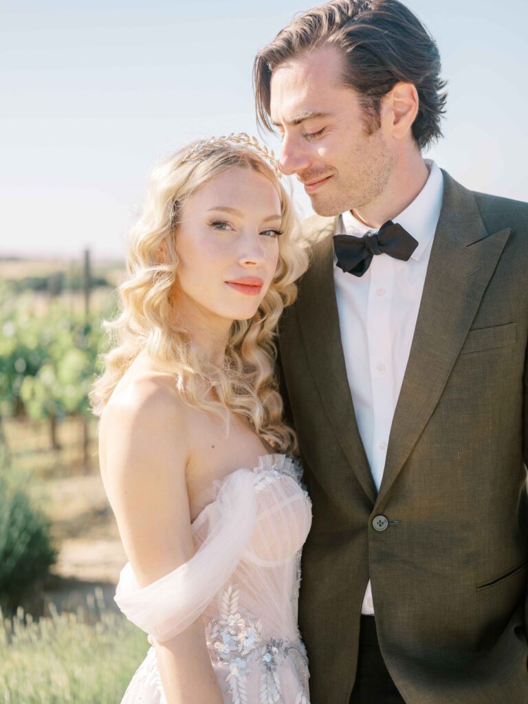 Allegretto Vineyard Resort | California Wedding Photographer | bride and groom portrait at vineyard